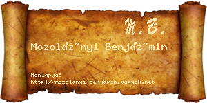 Mozolányi Benjámin névjegykártya